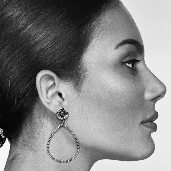 "Carmen" NEW Turquoise Silver Dangle Drop Teardrop Fashion Earrings LAST PAIR - Picture 3 of 3